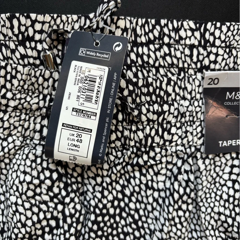 Women's lightweight casual pants from the M&S Collection black&white size 20 - Picture 5 of 6